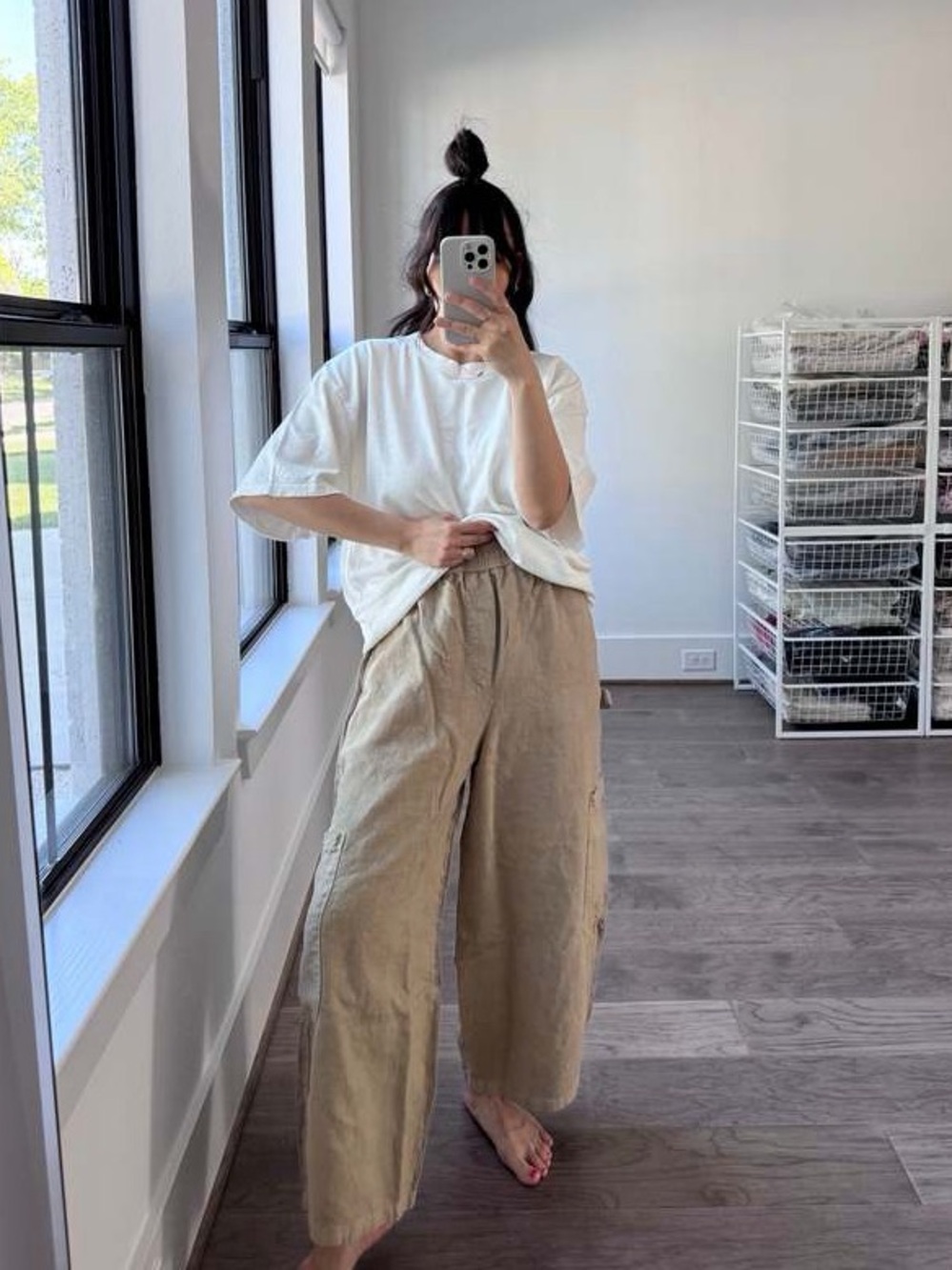 Meals Linen Chef Pant size M in Oatmeal